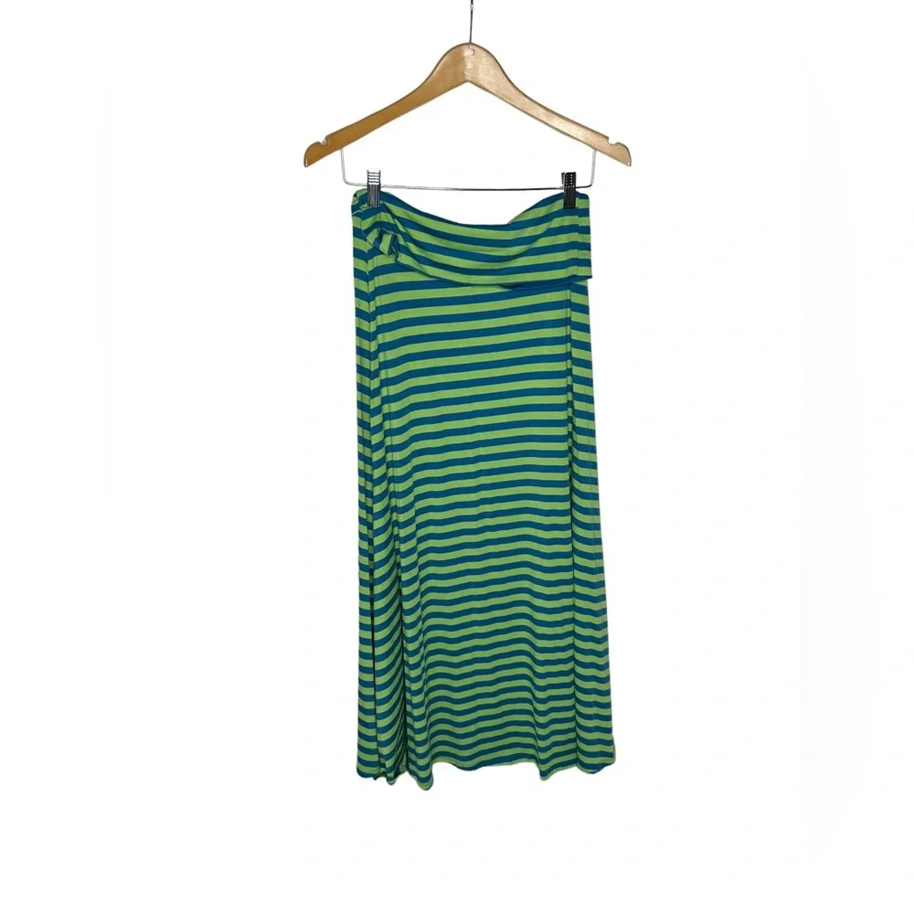 NWOT LuLaRoe Green/Blue Stripe Maxi Skirt xxs